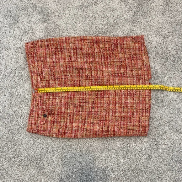 Kenar Red &  Orange Tweed Pencil Skirt Sz 4 lined Cotton Blend back zip preowned - Picture 7 of 7